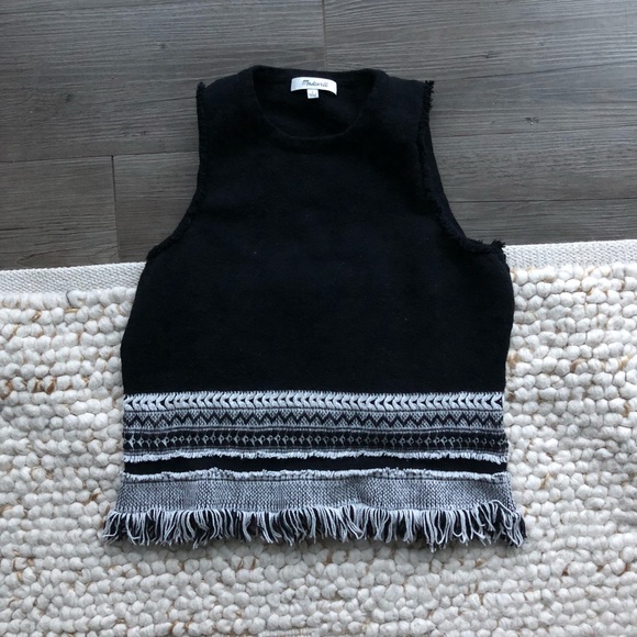 Madewell Tops - Black and white woven Madewell Tank Too